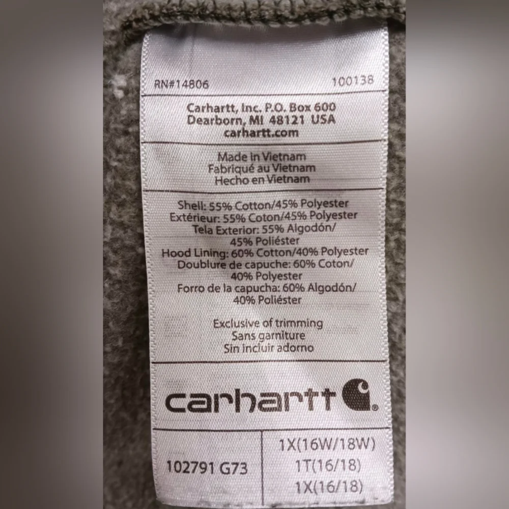 Carhartt Wmn's Midweight Logo Sleeve Graphic Hoodie Size 1X MSRP $59.99 - Picture 7 of 8